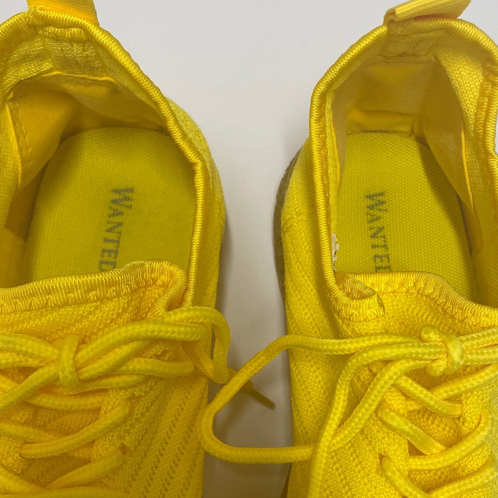 Wanted Sunshine Yellow Dopamine Knit Sneakers Clear Soles size 8 - Picture 3 of 10
